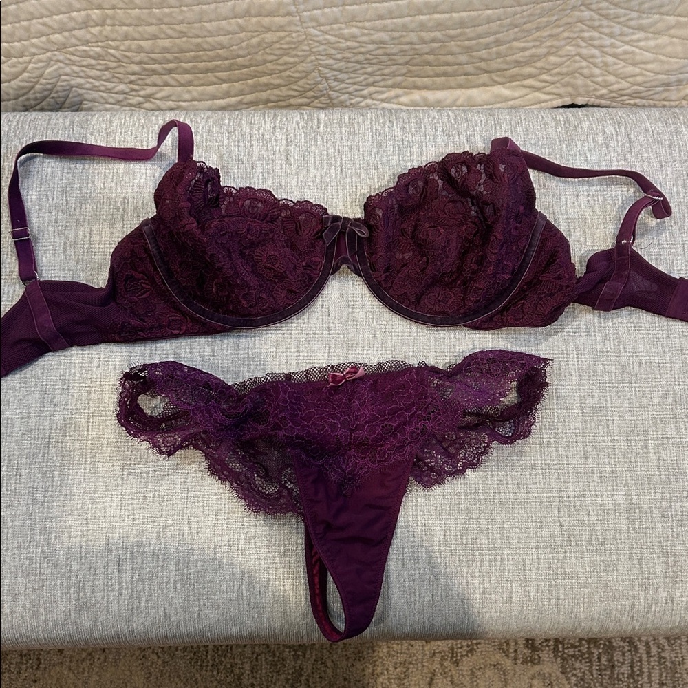 Victoria's Secret Deep Purple Lace Lingerie Set